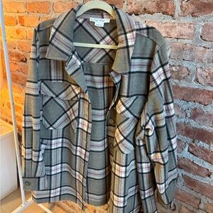 Penningtons Plaid Utility Jacket - Green and Pink